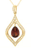2.57CT DIAMOND & AAA GARNET 14KT YELLOW GOLD PEAR SHAPE & ROUND FLOATING PENDANT