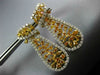 LARGE 10.30CT WHITE & FANCY YELLOW DIAMOND 18KT GOLD TEAR DROP HANGING EARRINGS