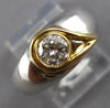 ESTATE .41CT DIAMOND 18KT 2 TONE GOLD 3D BEZEL ROUND LEAF ENGAGEMENT RING #27190