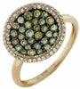 .82CT WHITE & MULTI COLOR DIAMOND 14KT ROSE GOLD CLUSTER ROUND DOUBLE HALO RING