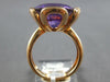 EXTRA LARGE 9.8CT DIAMOND & AAA AMETHYST 14KT ROSE GOLD 3D FLOWER ROSE LOVE RING
