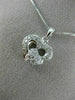 ANTIQUE .26CT DIAMOND 18K WHITE GOLD CLASSIC DOUBLE HEART FILIGREE PENDANT #9386