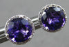 2.21CT DIAMOND & AAA AMETHYST 14K WHITE GOLD 3D ROUND CLASSIC HALO STUD EARRINGS