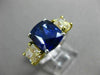 LARGE 7.52CT FANCY YELLOW DIAMOND & AAA SAPPHIRE 14K 2 TONE GOLD ENGAGEMENT RING