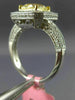 ESTATE LARGE GIA 2.79CT WHITE & CANARY DIAMOND 18K TWO TONE GOLD ENGAGEMENT RING