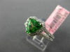 ESTATE WIDE 2.10CT DIAMOND & TSAVORITE 18K WHITE GOLD HEART HALO ENGAGEMENT RING