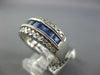WIDE 1.93CT DIAMOND AAA SAPPHIRE 14KT WHITE GOLD PRINCESS 3 ROW ANNIVERSARY RING