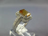 WIDE 2.14CT DIAMOND AAA CITRINE 14KT WHITE GOLD EMERALD CUT HALO ENGAGEMENT RING