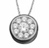 ESTATE .50CT DIAMOND 14KT WHITE GOLD 3D ROUND INVISIBLE FLOWER BEZEL PENDANT