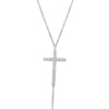 ESTATE 0.17CT DIAMOND 14KT WHITE GOLD CLASSIC DOUBLE ROW CROSS LARIAT NECKLACE