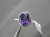 ESTATE 2.81CT DIAMOND & AAA AMETHYST 14K WHITE GOLD 3D OVAL HALO ENGAGEMENT RING