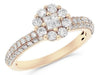 1.07CT DIAMOND 14KT ROSE GOLD 3D ROUND & PRINCESS CLASSIC INVISIBLE FLOWER RING