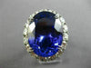 ESTATE EXTRA LARGE 31.4CT DIAMOND & AAA EXTRA FACET TANZANITE PLATINUM HALO RING