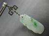 ANTIQUE LARGE .26CT DIAMOND & AAA JADE 18KT WHITE GOLD 3D HAND ETCHED EARRINGS