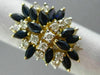 ESTATE LARGE 3.56CT DIAMOND & AAA SAPPHIRE 14KT YELLOW GOLD FLOWER COCKTAIL RING