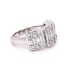 WIDE 1.89CT DIAMOND 18KT WHITE GOLD 3D ROUND & BAGUETTE SQUARE ANNIVERSARY RING