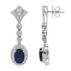 LARGE 8.48CT DIAMOND & AAA SAPPHIRE 18KT WHITE GOLD OVAL & ROUND CROWN EARRINGS