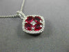 ESTATE 2.10CT DIAMOND & AAA RUBY 18KT WHITE GOLD SQUARE FLOWER FLOATING PENDANT