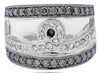 1.20CT WHITE & CHOCOLATE FANCY DIAMOND 14K WHITE GOLD 3D LOVE KNOT FILIGREE RING