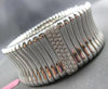 EXTRA LARGE .91CT DIAMOND 18KT WHITE GOLD DOUBLE CUFF SNAKE BAR BANGLE BRACELET