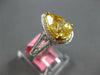 LARGE 2.68CT WHITE & FANCY YELLOW DIAMOND 18KT 2 TONE GOLD HALO ENGAGEMENT RING
