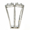 LARGE 1.28CT DIAMOND 18K WHITE GOLD 3D ROUND & BAGUETTE DOUBLE SQUARE 3 ROW RING