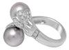 ESTATE .44CT DIAMOND & AAA SOUTH SEA PEARL 18KT WHITE GOLD 3D DOUBLE FLOWER RING
