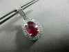 ESTATE 2.15CT DIAMOND & RUBY 14KT WHITE GOLD OVAL HALO MILGRAIN HANGING EARRINGS