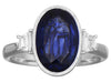 LARGE 3.53CT DIAMOND & AAA SAPPHIRE 18KT WHITE GOLD OVAL & TRAPEZOID BEZEL RING