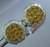 ESTATE LARGE 1.5CT WHITE & INTENSE FANCY YELLOW DIAMOND 18K WHITE GOLD CUFFLINKS
