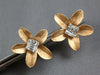 LARGE .41CT DIAMOND 18KT ROSE GOLD ROUND & BAGUETTE CLUSTER FLOWER STUD EARRINGS