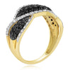 ESTATE 1.04CT WHITE & BLACK DIAMOND 14KT YELLOW GOLD 3D MULTI LEAF FUN RING