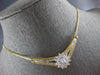 LARGE & LONG .35CT DIAMOND 14KT 2 TONE GOLD ROUND FLOWER V SHAPE NECKLACE #28061