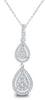.42CT DIAMOND 14KT WHITE GOLD 3D CLASSIC PAVE DOUBLE TEAR DROP FLOATING PENDANT
