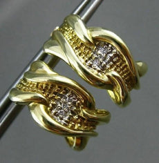ESTATE .10CT DIAMOND ETCHED 14K Y&W GOLD UMBRELLA HANGING EARRINGS UNIQUE #2788