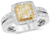 1.92CT WHITE & FANCY YELLOW DIAMOND 18KT 2 TONE GOLD DOUBLE ROW ENGAGEMENT RING