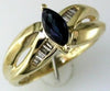 ESTATE .80CT DIAMOND & AAA SAPPHIRE 14K YELLOW GOLD MARQUISE & BAGUETTE FUN RING