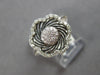 ESTATE WIDE .30CT DIAMOND 14KT WHITE GOLD 3D CLASSIC FLOWER FUN LOVE RING