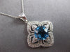 LARGE 3CT DIAMOND & AAA BLUE TOPAZ 14K WHITE GOLD CUSHION & ROUND SQUARE PENDANT