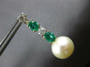1.88CT DIAMOND AAA EMERALD & SOUTH SEA PEARL 14K 2 TONE GOLD OVAL EARRINGS 27171