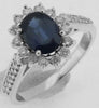 ESTATE 1.95CT DIAMOND & AAA SAPPHIRE 14K WHITE GOLD OVAL & ROUND ENGAGEMENT RING
