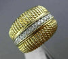 ESTATE WIDE .25CT ROUND DIAMOND 14KT WHITE & YELLOW GOLD 3D MULTI ROW BEAD RING