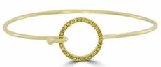 .36CT FANCY YELLOW DIAMOND 18K YELLOW GOLD ROUND CIRCLE FLEXIBLE BANGLE BRACELET