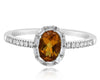 .88CT DIAMOND & AAA CITRINE 14KT WHITE GOLD 3D OVAL ROUND & BAGUETTE HALO RING