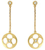 ESTATE 0.09CT DIAMOND 14KT YELLOW GOLD 3D ETOILE FLOWER STAR HANGING EARRINGS