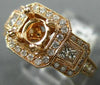 ESTATE WIDE .68CT DIAMOND 14KT ROSE GOLD SQUARE HALO SEMI MOUNT ENGAGEMENT RING