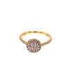 ESTATE .56CT DIAMOND 18KT YELLOW GOLD 3D CLASSIC CLUSTER FLOWER HALO FUN RING