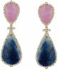 ESTATE EXTRA LARGE 54.0CT DIAMOND & AAA FANCY SAPPHIRE 14K ROSE GOLD 3D EARRINGS
