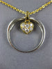 ESTATE .23CT DIAMOND 18KT WHITE & YELLOW GOLD CIRCLE OF LIFE HEART LOVE PENDANT