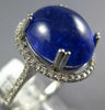 ESTATE LARGE 11.73CT DIAMOND & AAA SAPPHIRE 14KT WHITE GOLD OVAL CABOCHON RING
